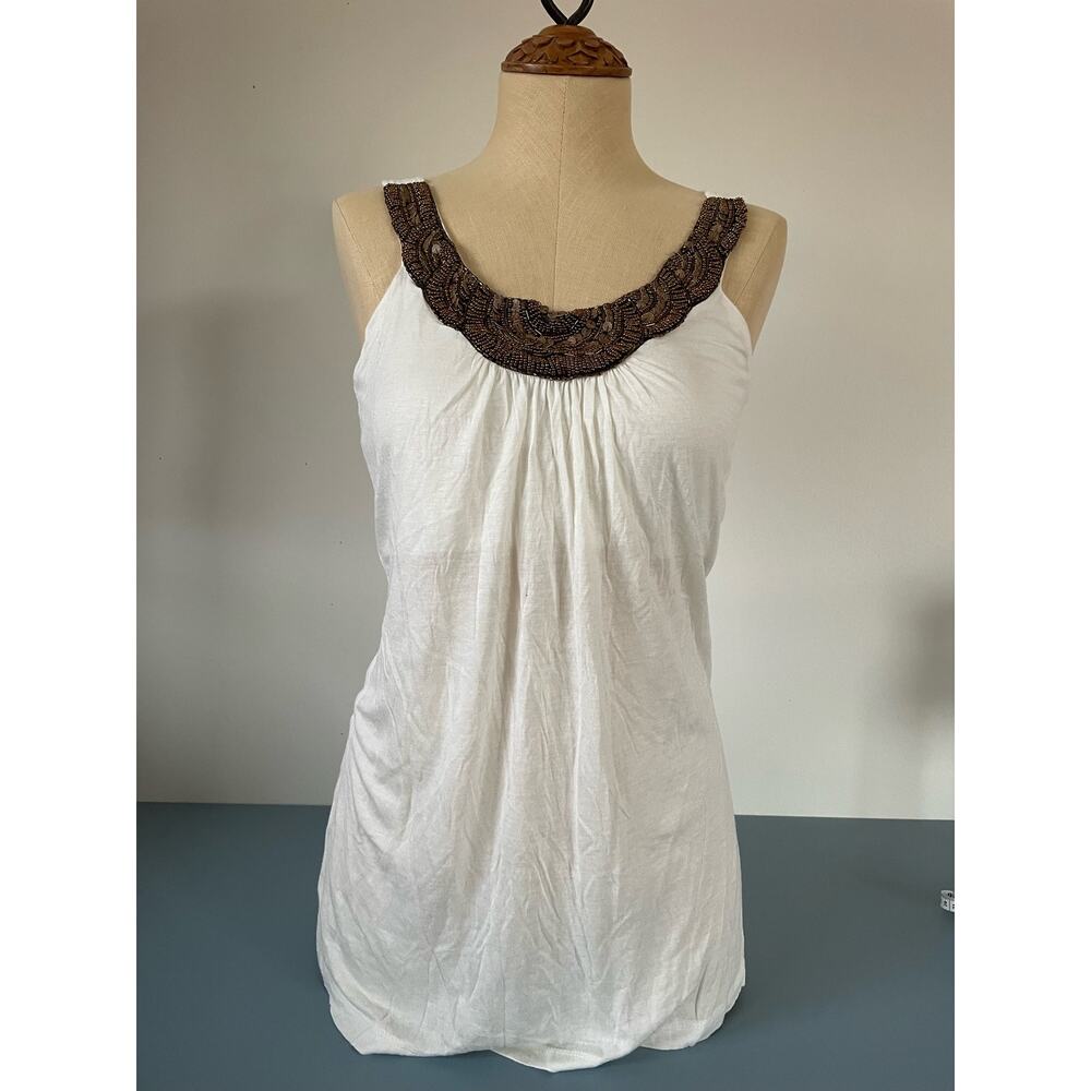 Max Rave womens cream tank with beading size M
